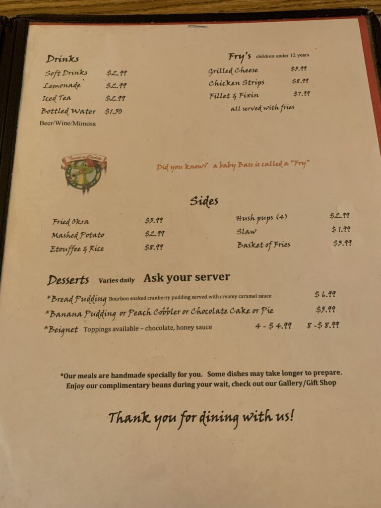 Taste of Caddo Eatery Menu 2